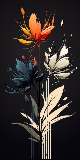 花と花が描かれたポスター