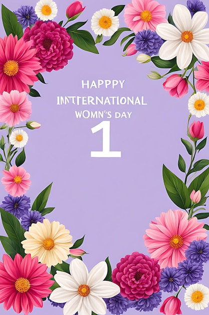a poster with flowers that says happy international women