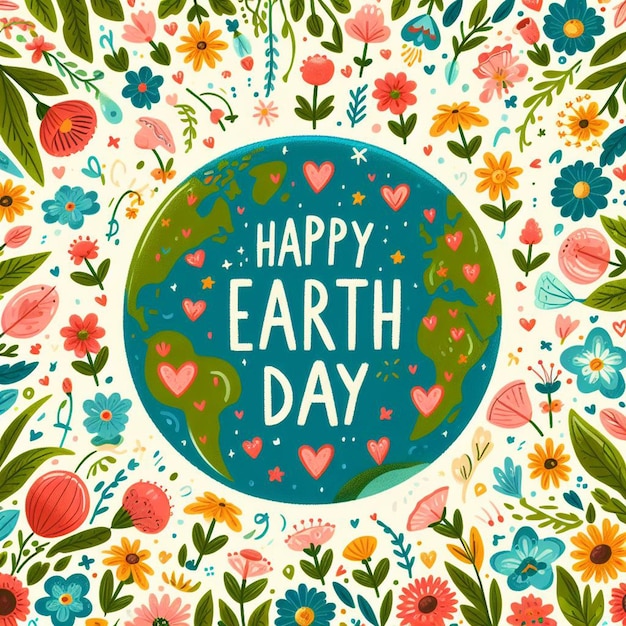 Photo a poster with flowers and the words earth day