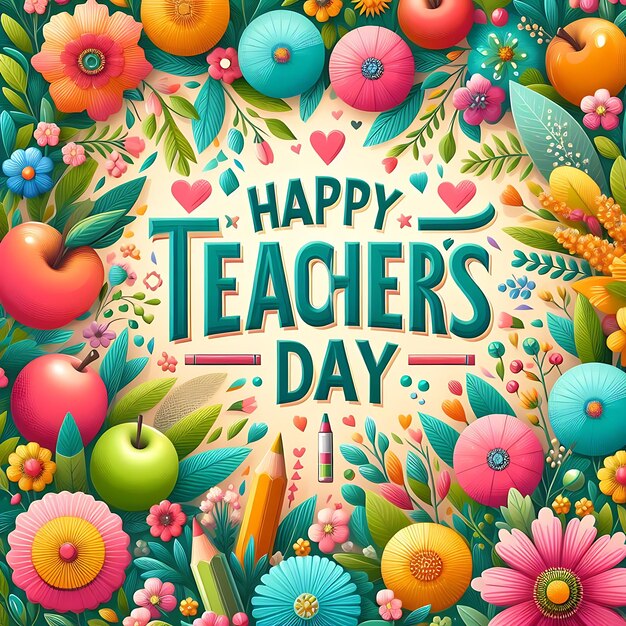 плакат с надписью "Счастливого дня учителя"