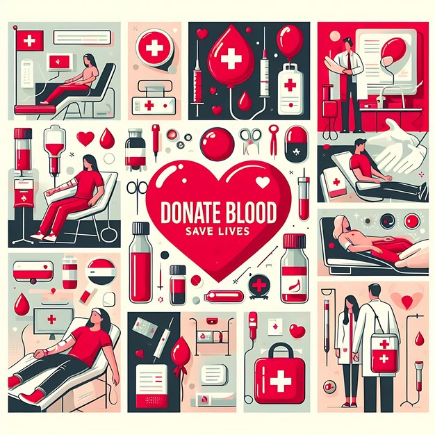 Photo a poster with a heart that says  donation blood live