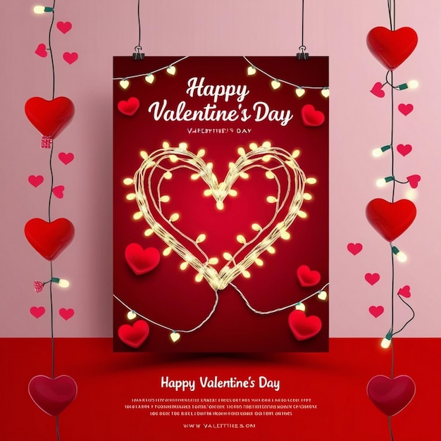 a poster with a heart that says quot valentine  s day quot on the red background