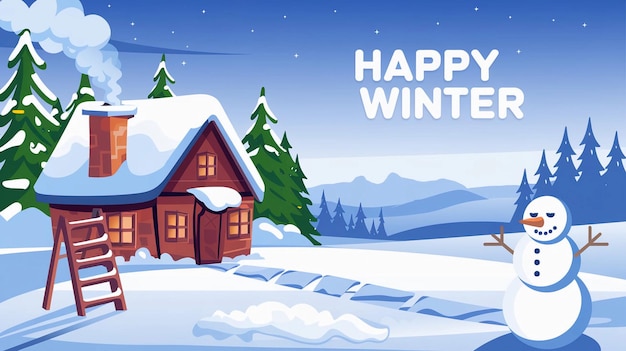 a poster with a house and the words happy holidays on it