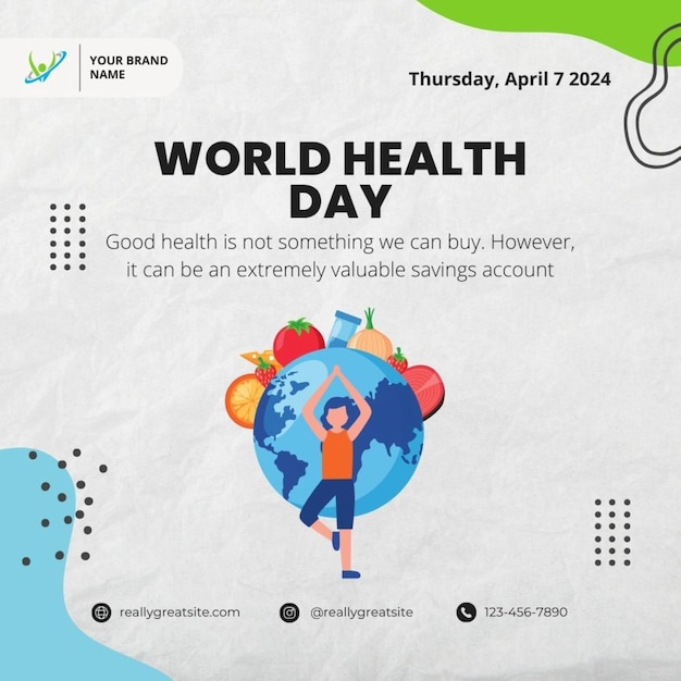 Photo a poster with a man on it that says world healthy day