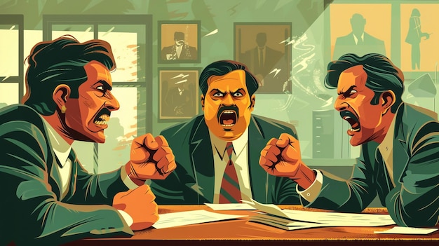 a poster with a man in a suit and a man in a suit with the words  angry  on it