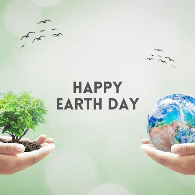Photo a poster with a message happy earth day written on it