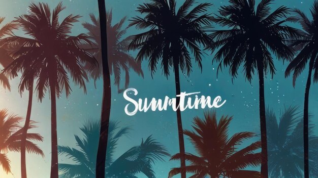 Photo a poster with palm trees and the word sun on it