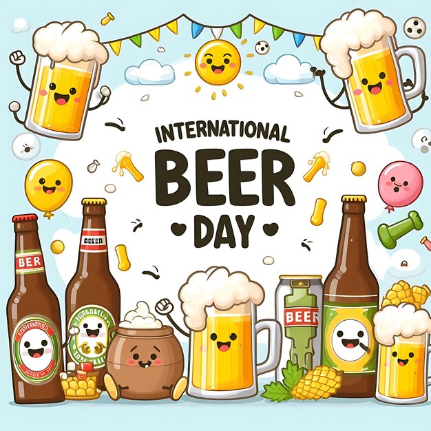 Photo a poster with a picture of beer mugs and beer mugs