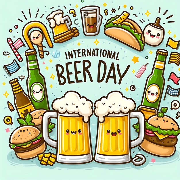 Photo a poster with a picture of beer mugs and beer mugs