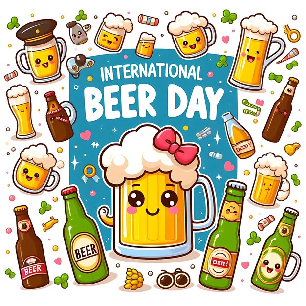 Photo a poster with a picture of a beer with a cartoon character on it