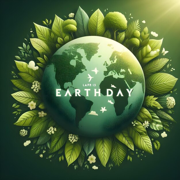 Photo a poster with a picture of a planet with the words earth day on it