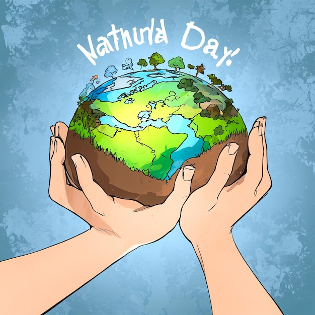 a poster with a picture of a world day day in the hands