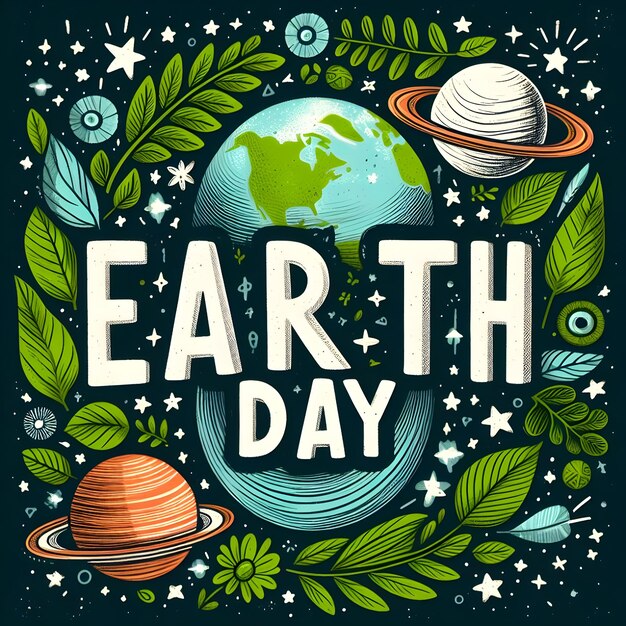 Photo a poster with a planet on it that says earth day