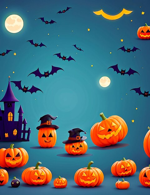 A poster with pumpkins and bats on it generate by ai