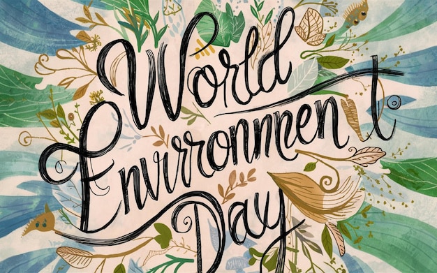 a poster with a quote that says world environmental day in black ink