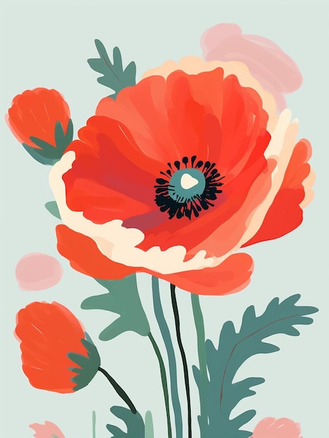 A poster with a red flower with the word " poppy " on it.