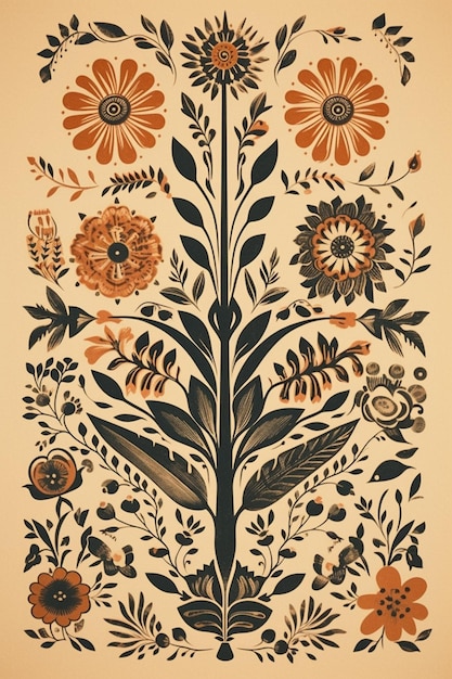 꽃이 있는 나무가 있는 포스터