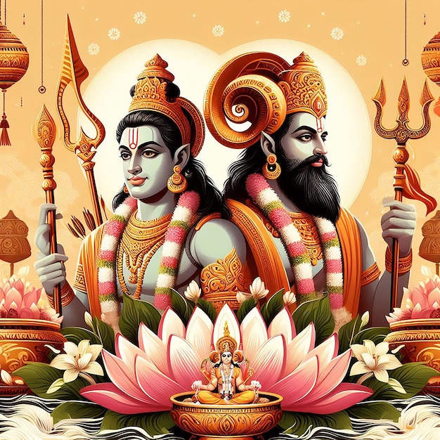 Poster with two Hindu statues