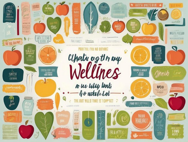 Photo a poster with a variety of healthy food items on it and a quote