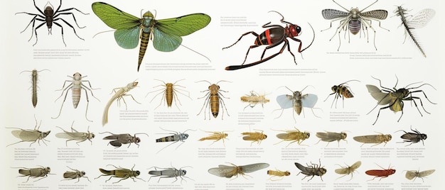 Photo a poster with a variety of insect species