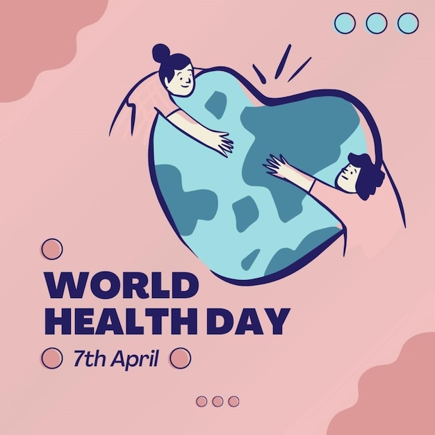 a poster with a woman and a heart that says world healthy day