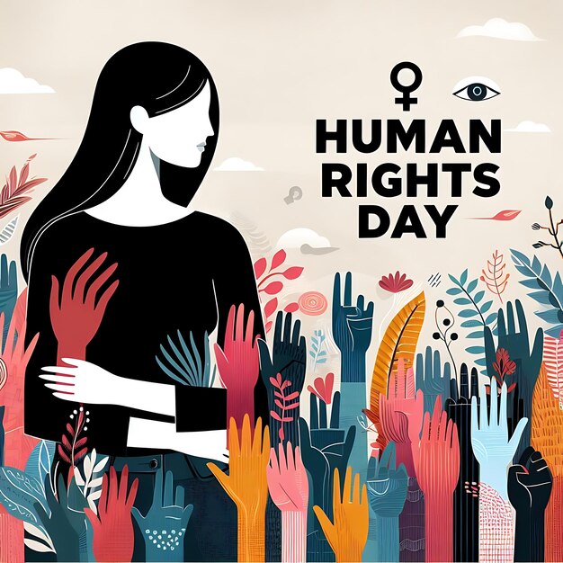 a poster with a woman and the words human rights day on it