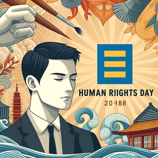 a poster with the word human rights in the middle