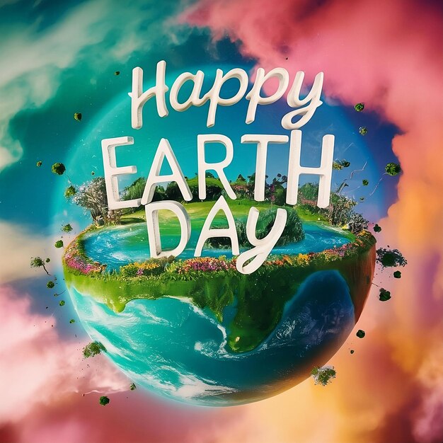 Photo a poster with the words happy earth day on it