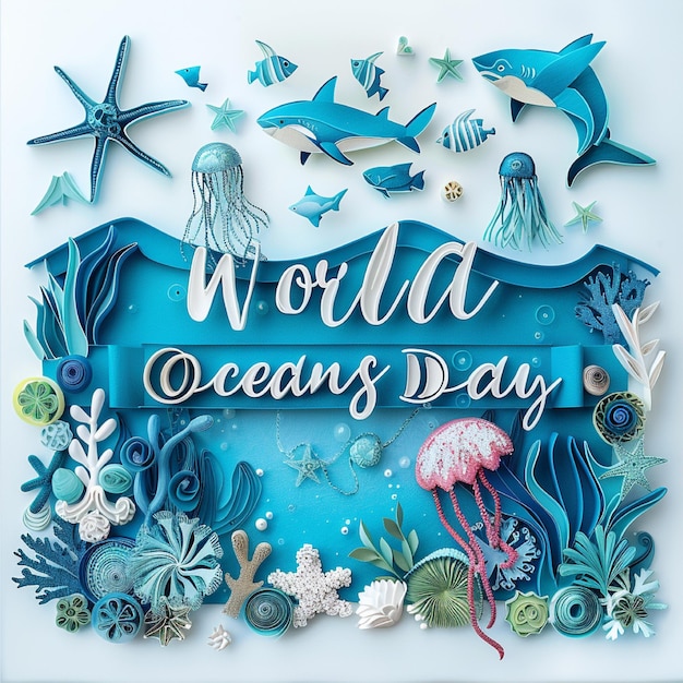 바다의 날 (Oceans Day) 이라는 글이 새겨진 포스터.