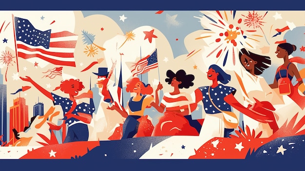 Photo a poster with the words  women in red white and blue