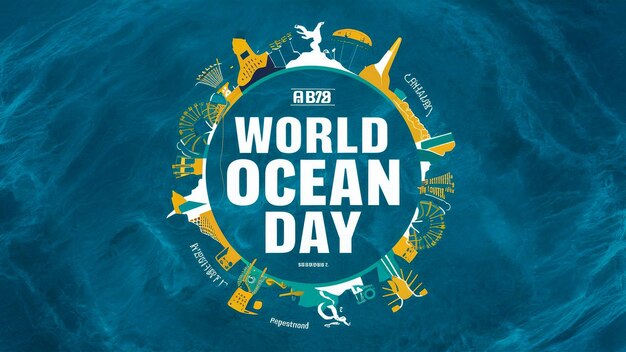Photo a poster with the words world ocean day in the middle
