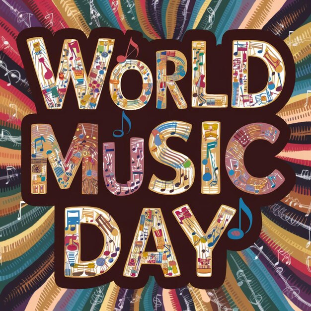 Photo a poster with a world music day written in a circle