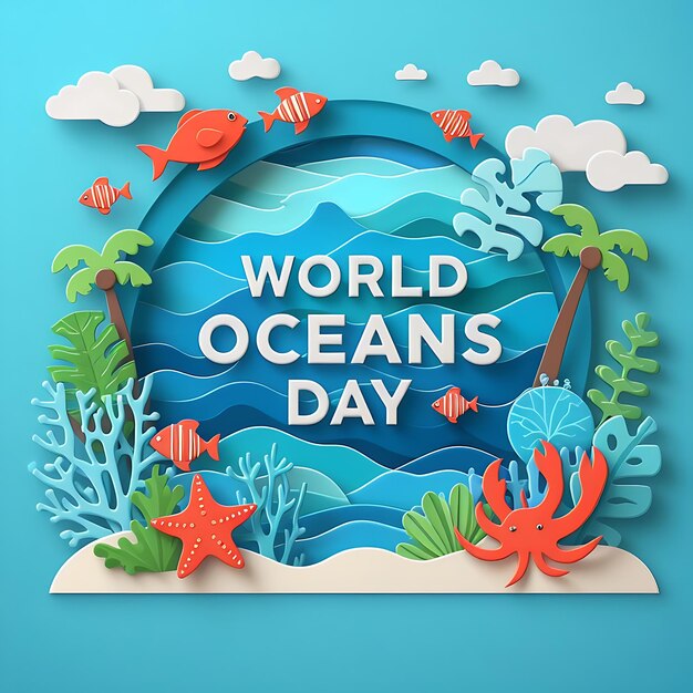 a poster with the world worlds oceans day written on it