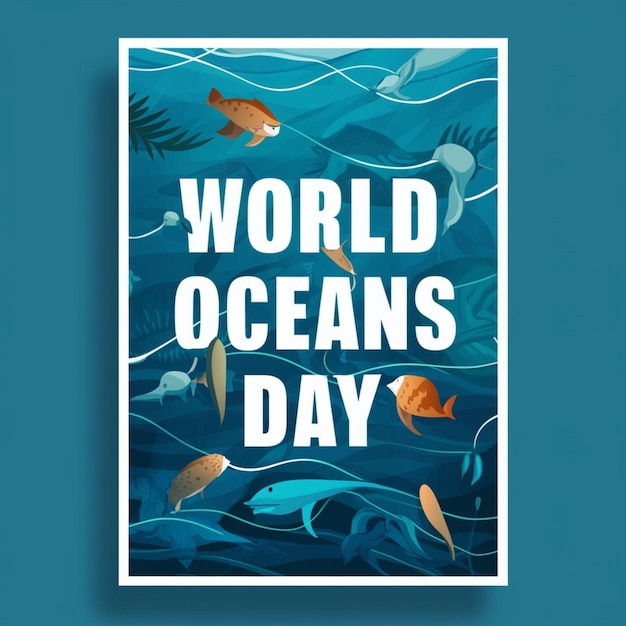 Photo a poster with the worlds oceans day written on it