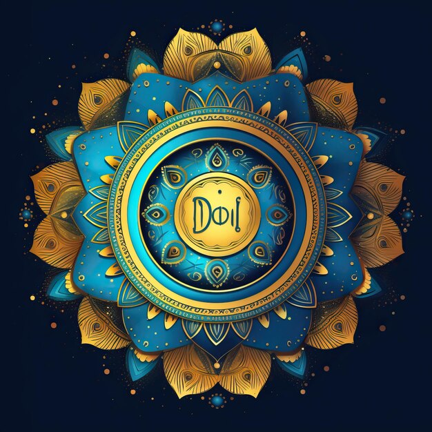 Photo a poster with a yellow and blue circle with the word'd'on it