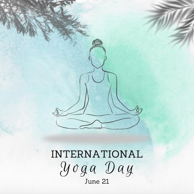 a poster with a yoga mat and a tree in the background