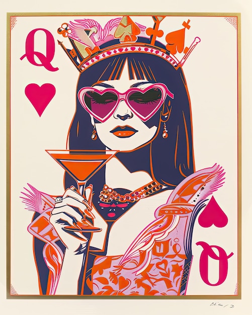 a poster of a woman holding a martini glass with the word quot i love quot on it