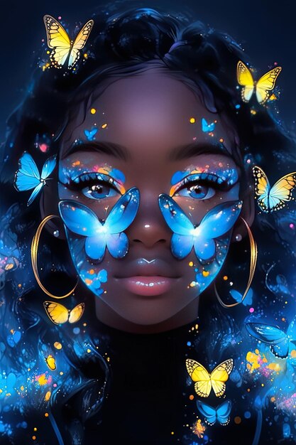 плакат женщины с бабочками и бабочкамі