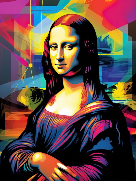 Photo a poster of a woman with a colorful background