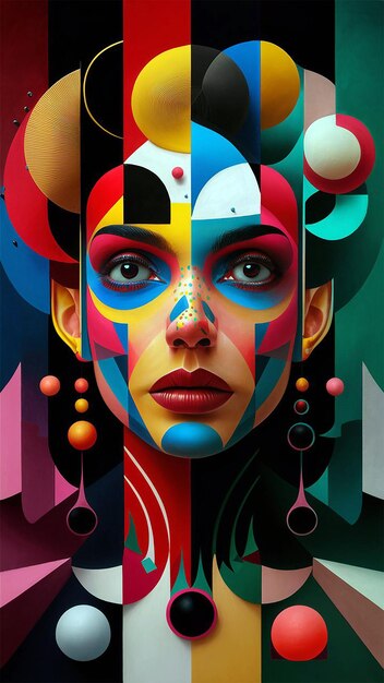 a poster of a woman with colorful faces and the word quot the word quot on it