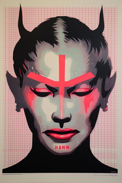 a poster for a woman with a cross on her face