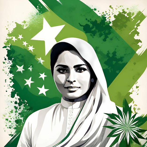 사리 라고 말하는 초록색 배경을 가진 여성의 포스터
