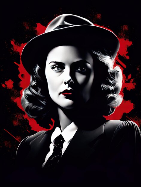 a poster of a woman with a hat on it that says " the woman is wearing a hat ".