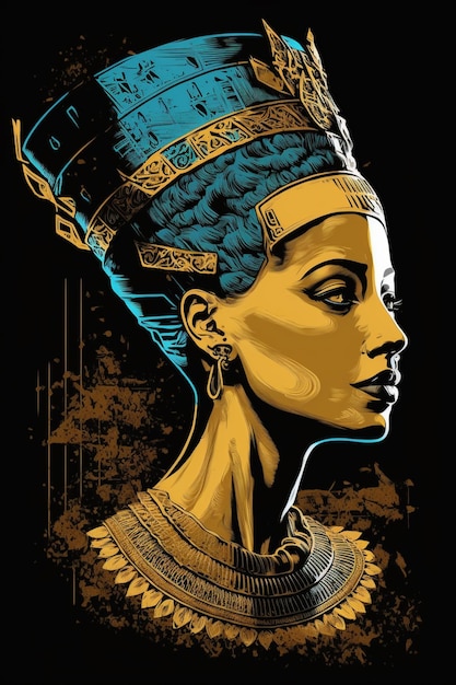 A poster of a woman with the name of the queen of egypt.