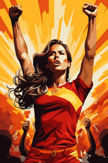 a poster for a woman with a red shirt that says'the title quot on it