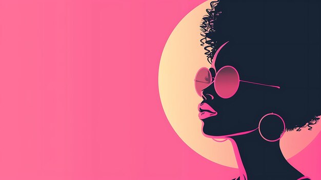 Photo a poster for a woman with sunglasses and pink background