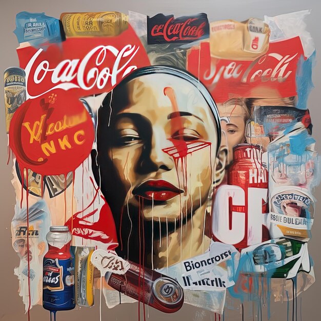 a poster of a woman with a womans face and a coca cola logo