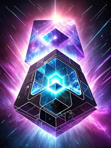 A poster for the word cube that is on a purple background