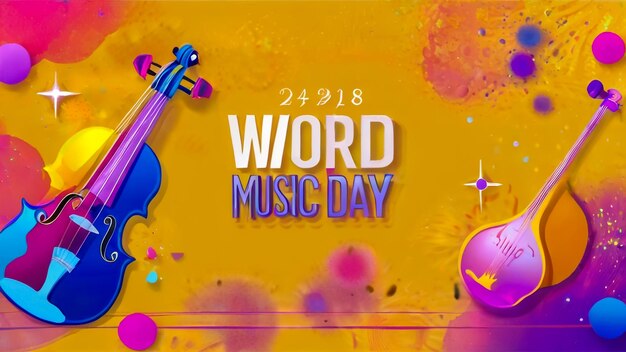 Photo a poster for the word music day with a background of colorful balls and text