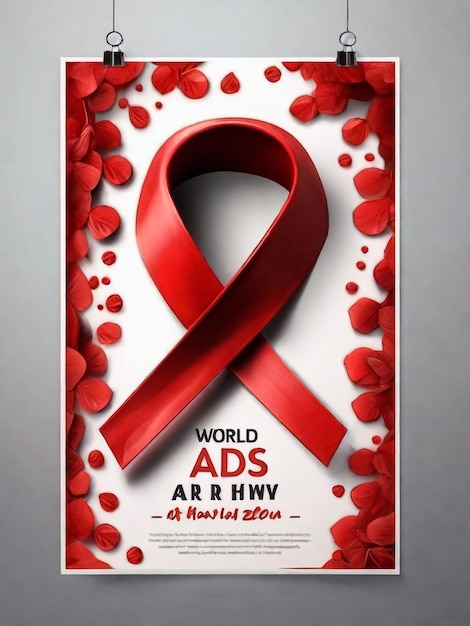 Плакат на Всемирный день борьбы со СПИДом и красная лента